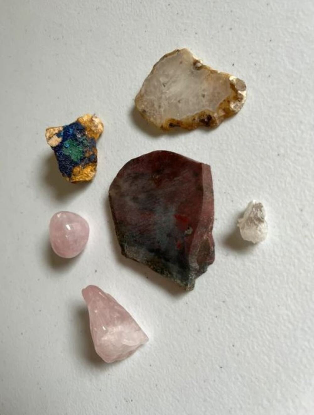 Mixed lot Crystal Mineral Collection Rose Quartz Azurite Malachite Quartz Geode